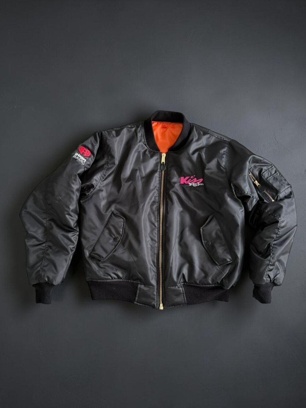 KISS FM Radio men’s Black Bomber Jacket Size XL